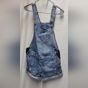 Indigo Blue Women's Denim Maternity Overall Shorts